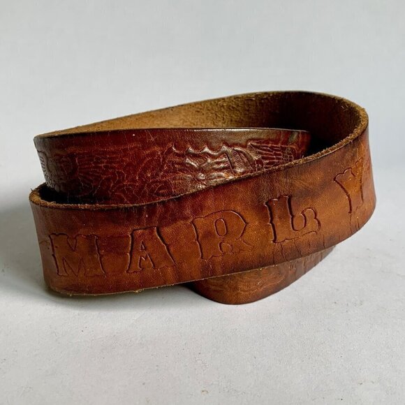 Vintage Tooled Leather Belt Marly Name - Picture 1 of 3